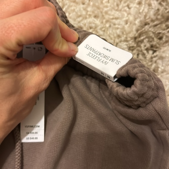 Vs pink ivy fleeece sweatpants size medium dark tan color - Picture 5 of 5